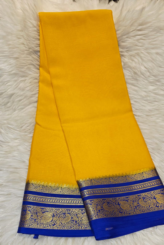 Pure Mysore Crepe Silk Saree piping Boarder