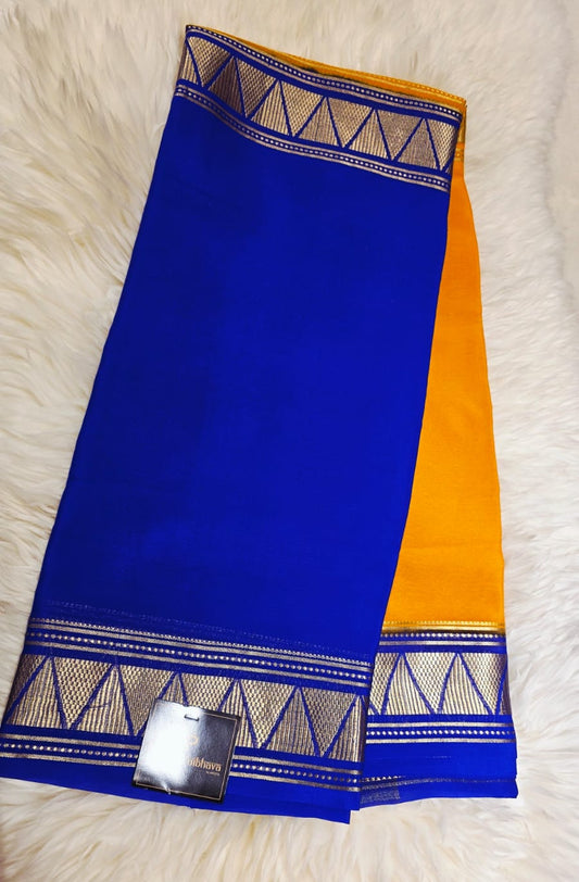 Pure Mysore Crepe Silk Saree 2D pattern 4 Line boarder