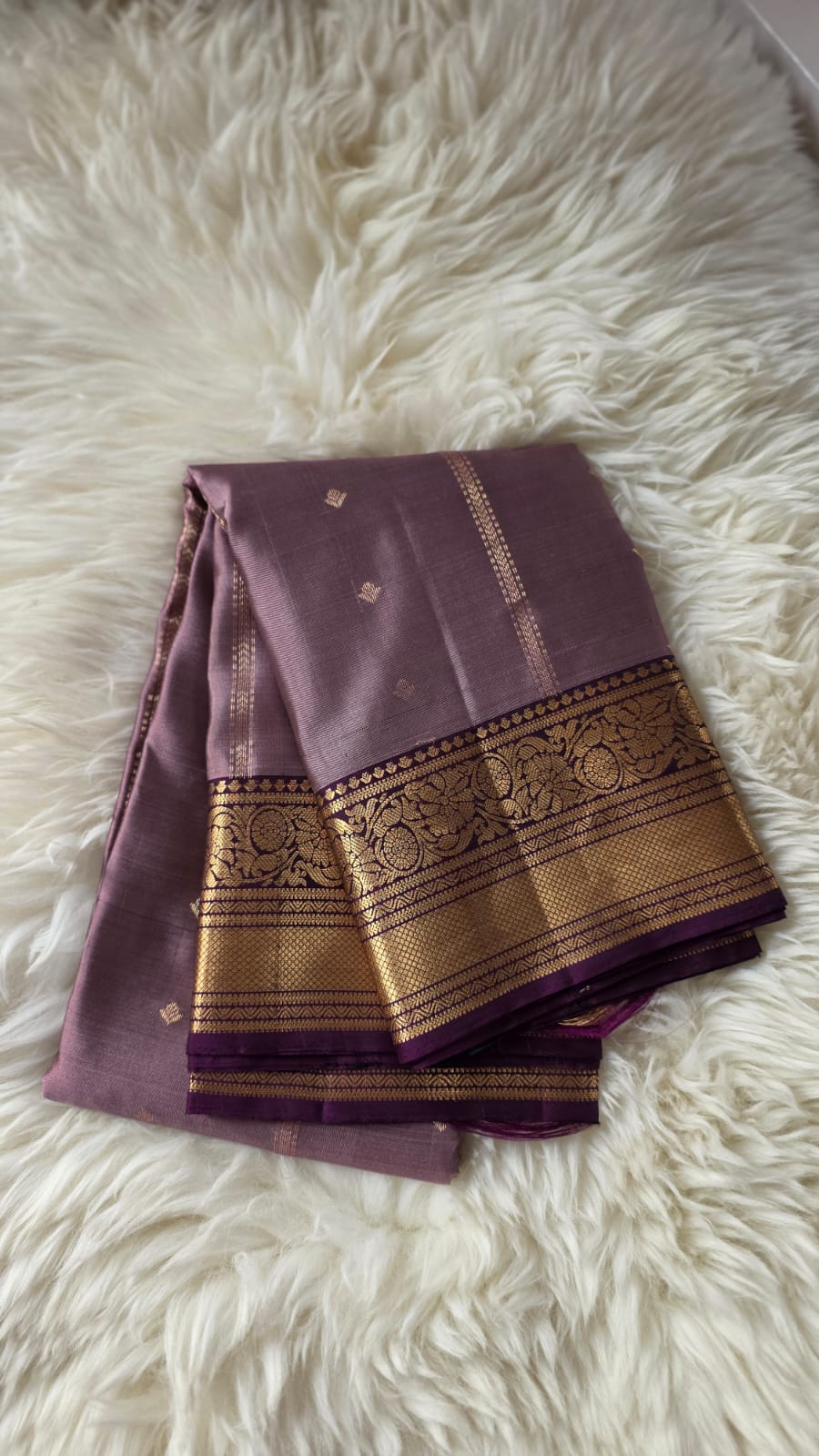 Pure Kanchipuram Silk Saree- PLUM & BROWN