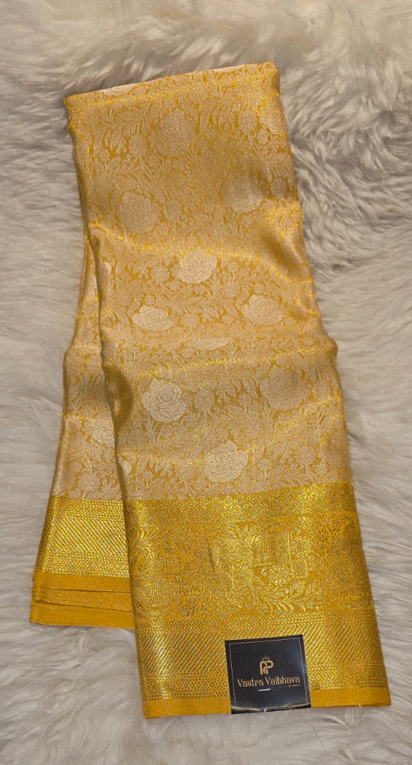SEMI KANCHI TISSU SILK SAREE - GOLDEN YELLOW