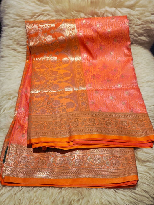 Orange Mashroo Silk Saree