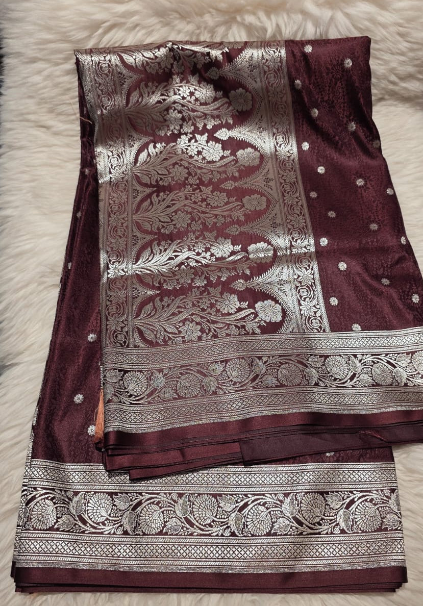 Wine Mashroo Silk Saree