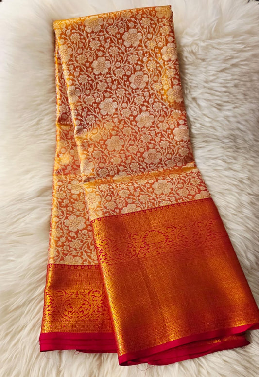 Pure Kanchipuram Silk Saree – 1 Gram Gold Zari Weaving