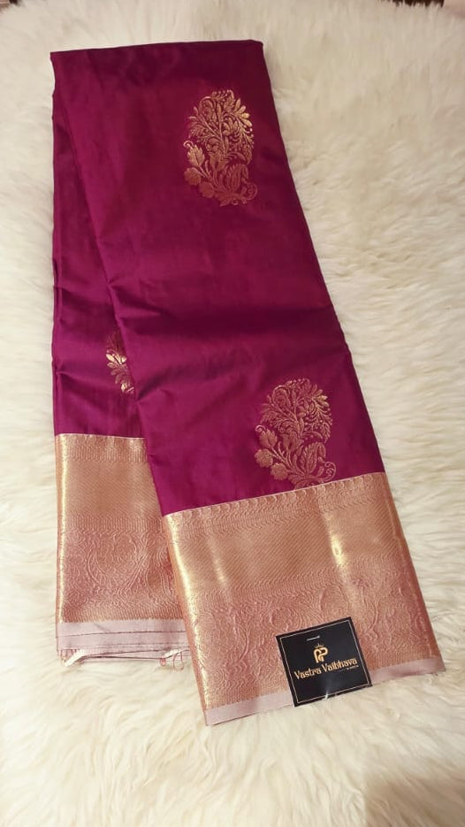 Premium Semi Kanchipuram Silk Saree - Magenta Pink