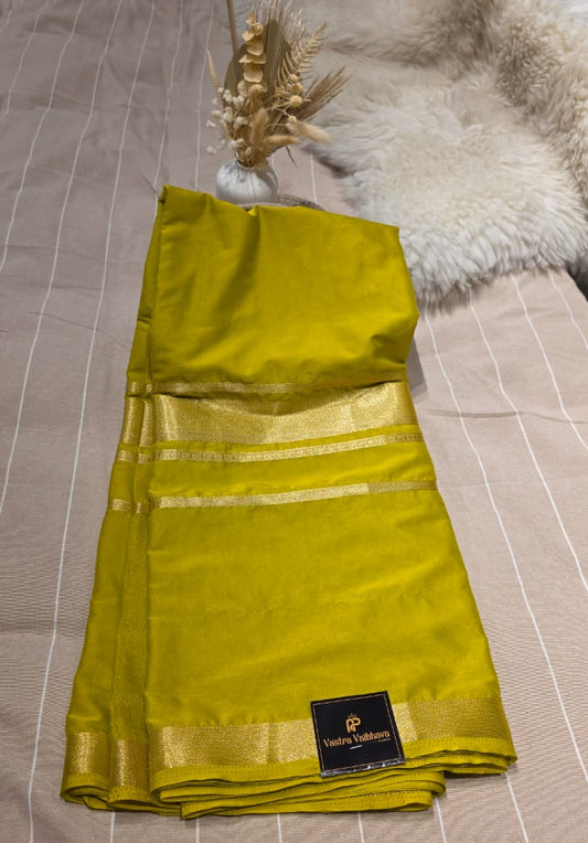 Semi Crepe Silk Saree – Mustard Yellow with Gold Zari Borders