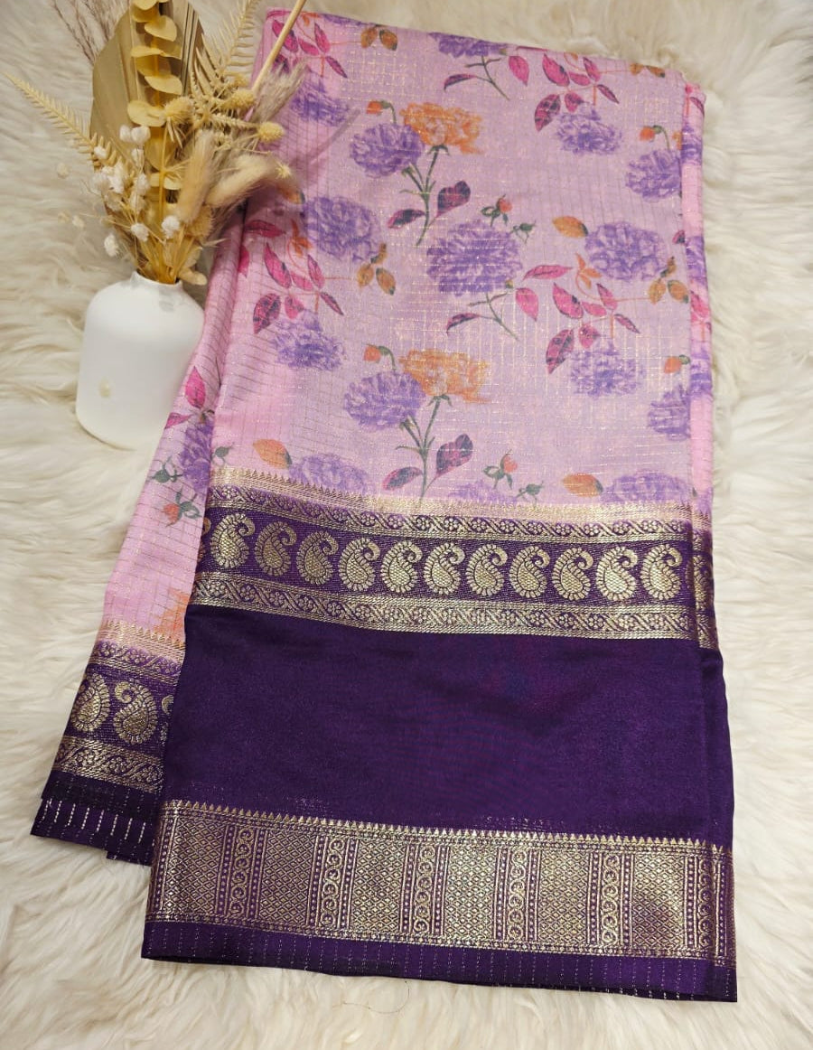Semi Crepe Silk Saree – Premium Floral Digital Print