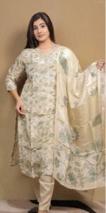 Heavy Handwork with Floral Print Kurta Set