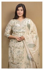Heavy Handwork with Floral Print Kurta Set