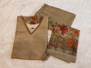 Mixed Silk floral print with Embroidery