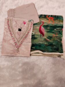 Crepe silk Cream Floral Animal Print