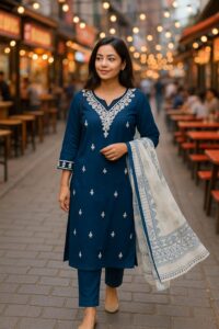 BLUE RAYON EMBROIDERY