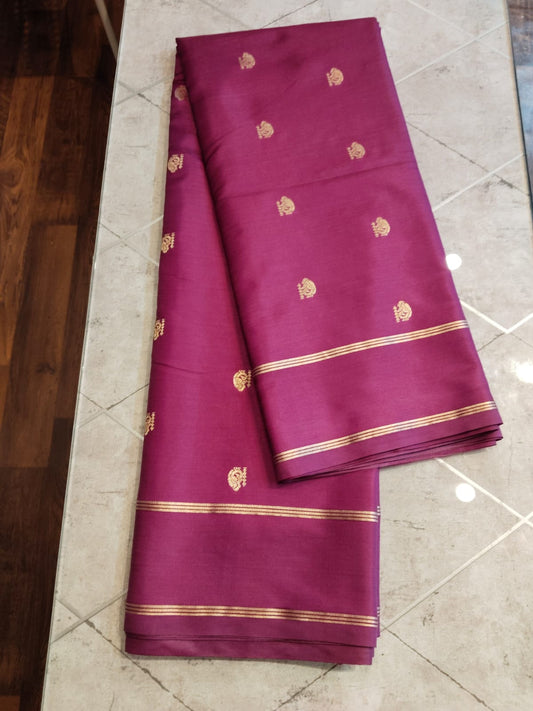 CREPE SILK Pink & Golden Peacock Motifs Saree