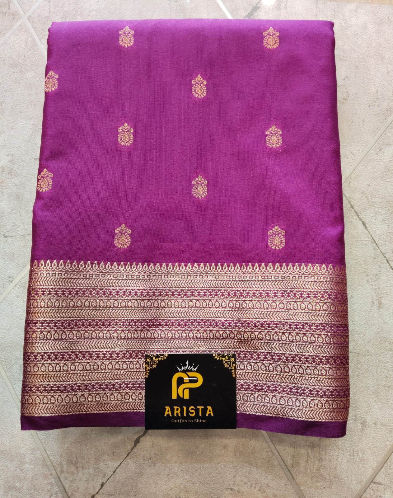 CREPE SILK Dark Pink with Small Butta Saree