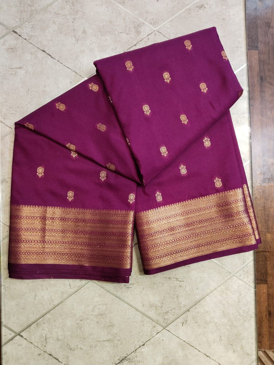 CREPE SILK Dark Pink with Small Butta Saree
