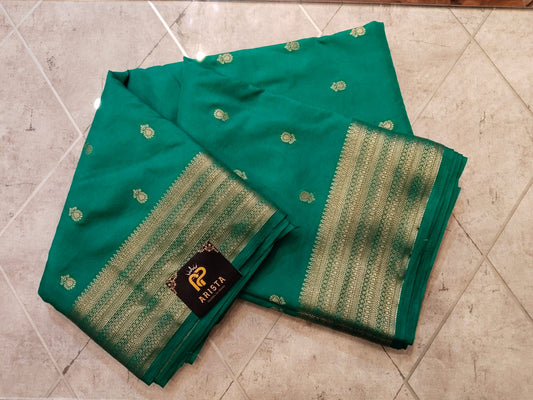 CREPE SILK Ramagreen with Small Butta Saree