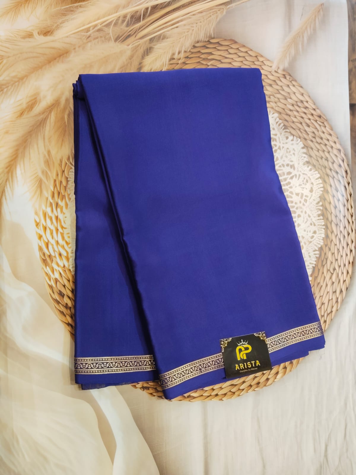 Elegant Pure Crepe / Mysore Silk Saree – Ink Blue