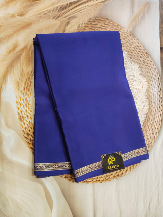 Elegant Pure Crepe / Mysore Silk Saree – Ink Blue