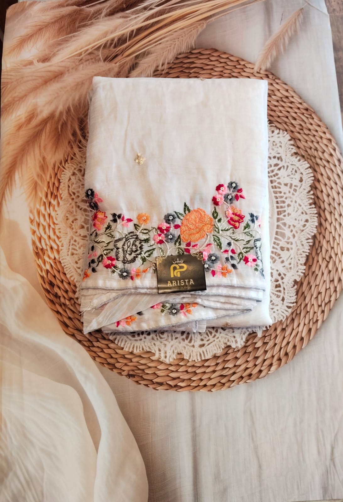 White Fancy Crunchy Silk Saree