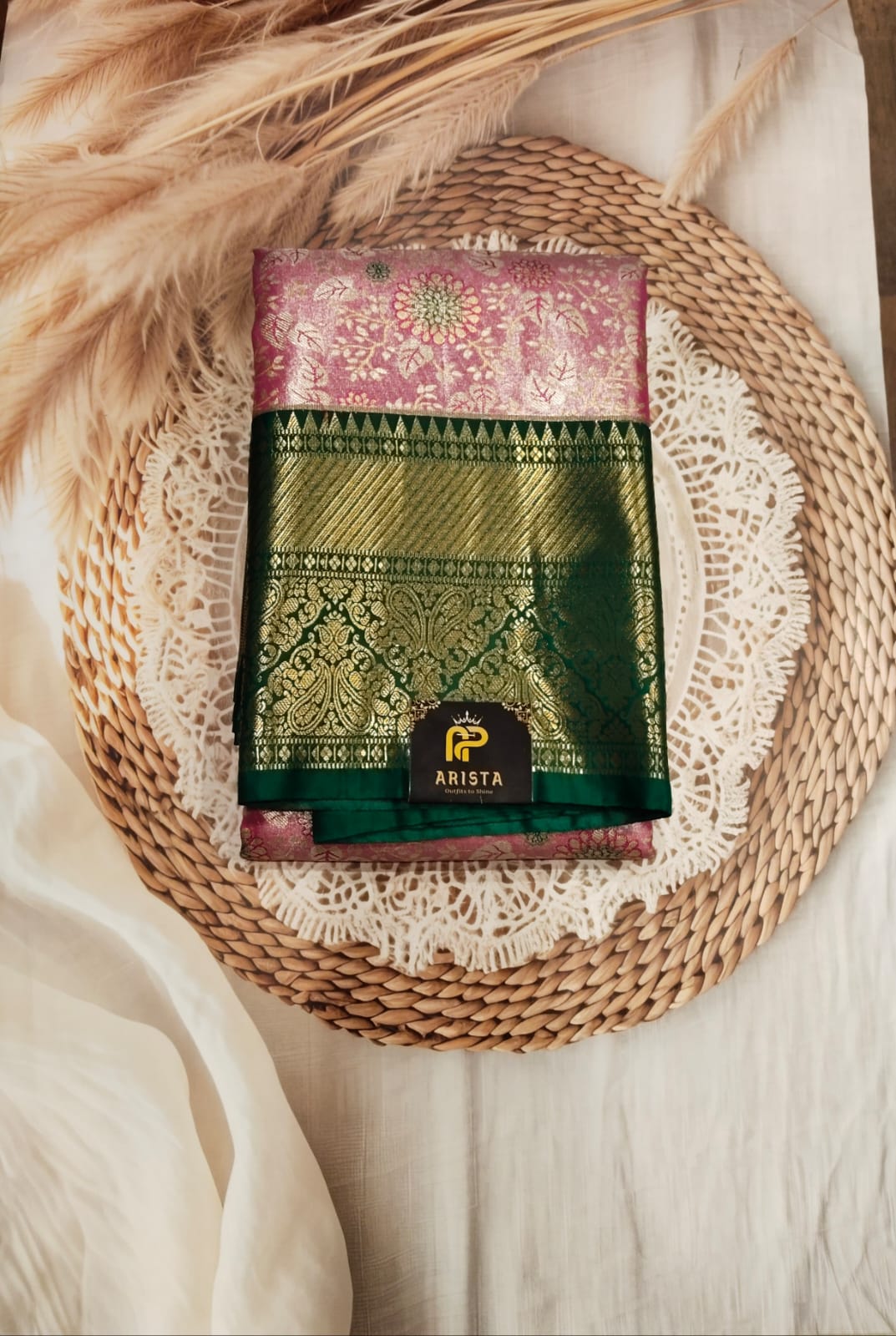 Semi Kanchi Tissue Silk Pink