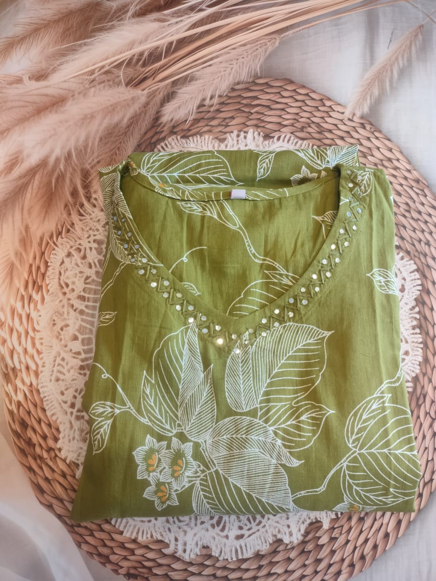 PARROT GREEN FLORAL PRINTED 3pcs set