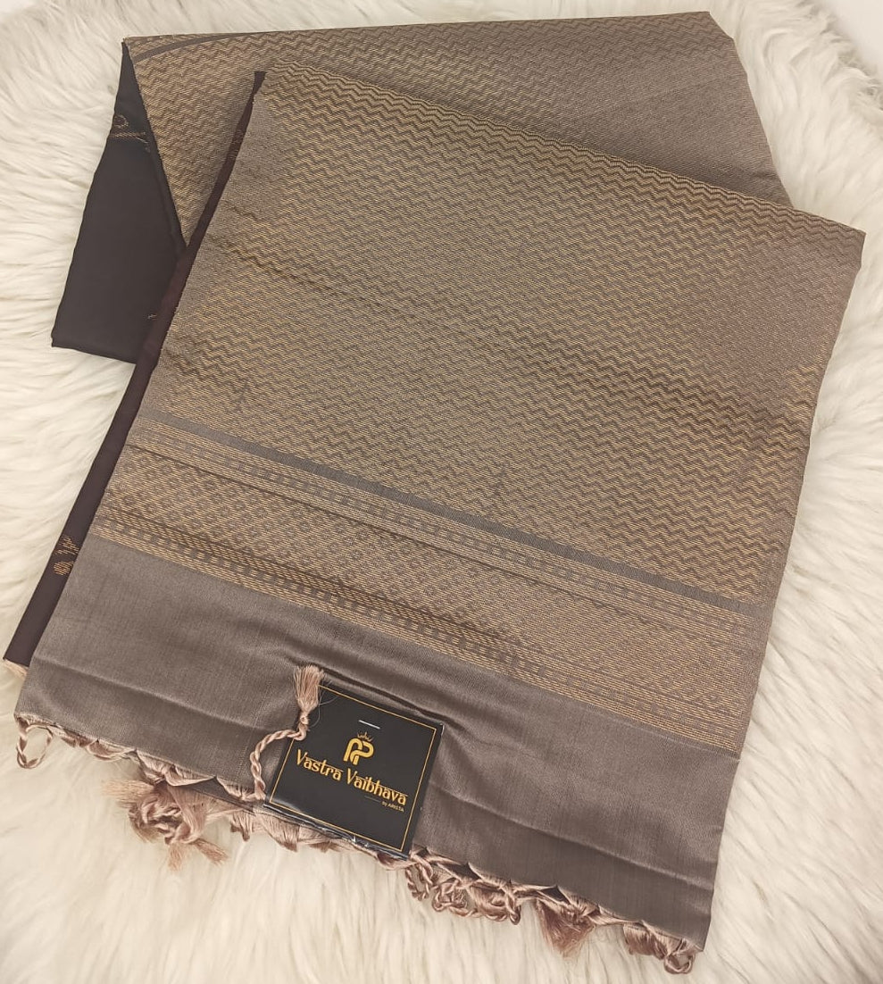 Pure Soft Silk Saree- Chocolate Brown