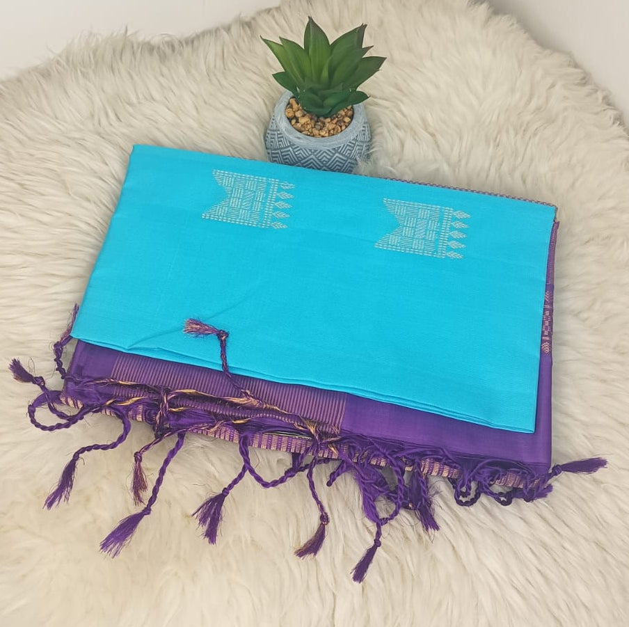 Pure Soft Silk Saree- Sky Blue