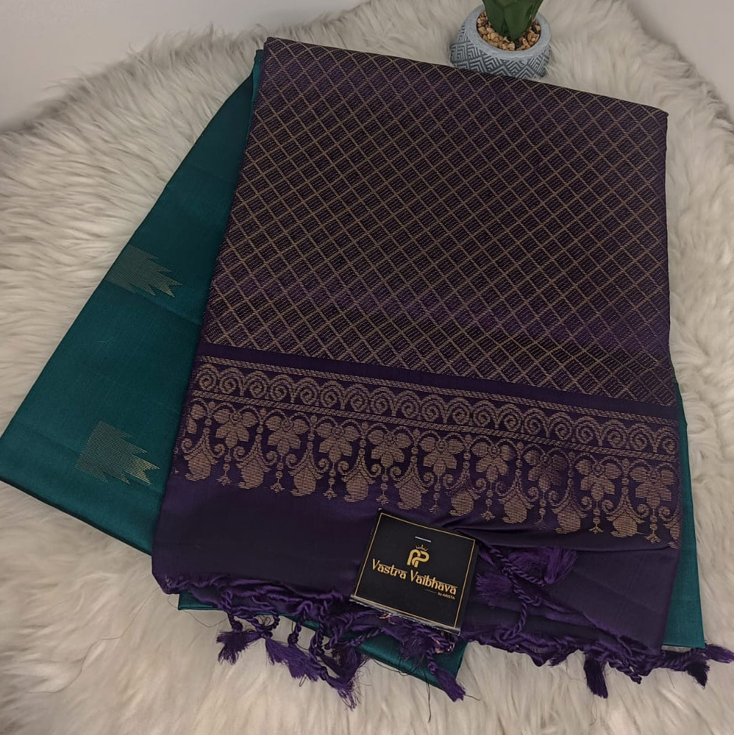 Pure Soft Silk Saree- Teal Green
