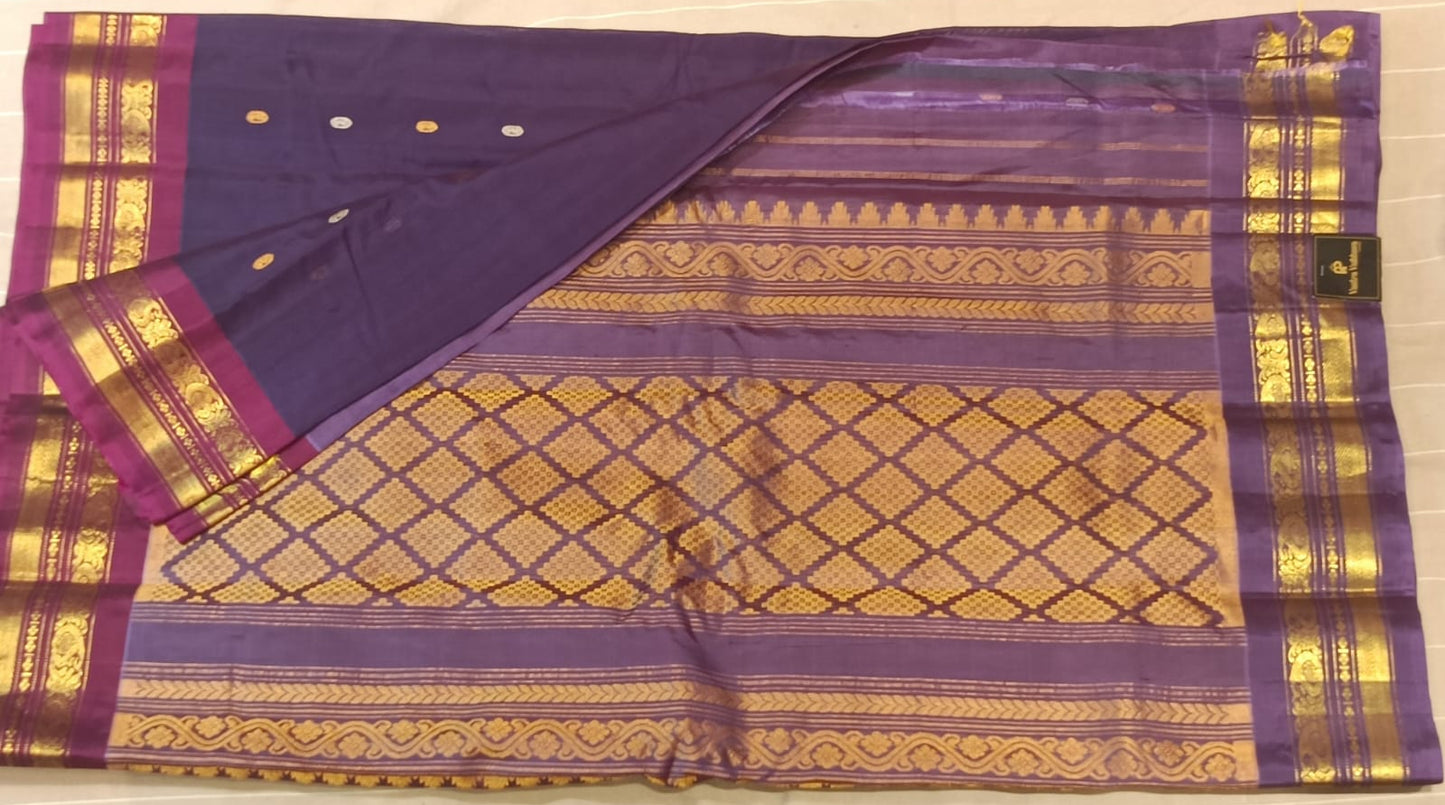 Pure Gadwal Butta Saree- Royal Purple