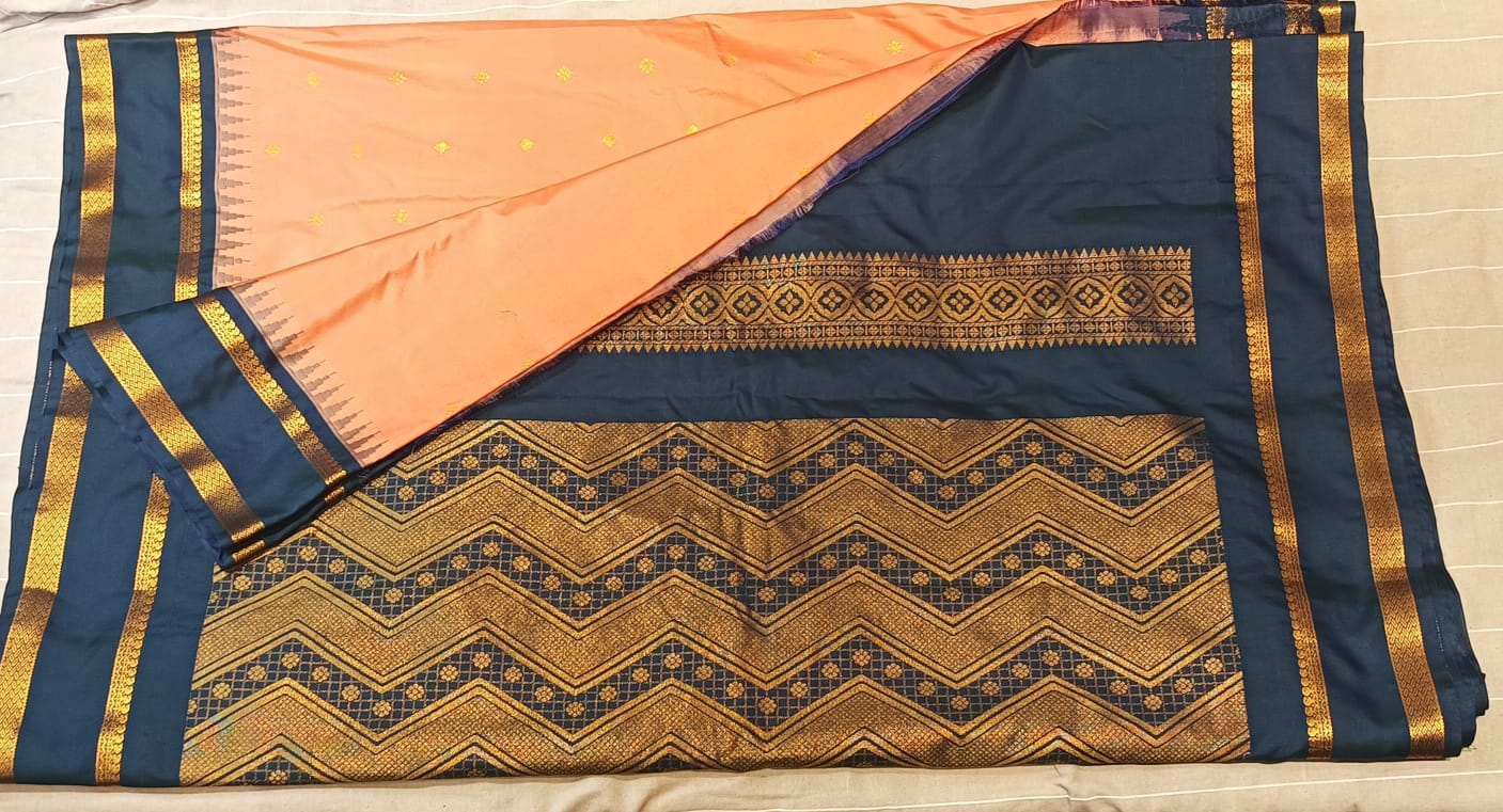 Pure Gadwal Seco Silk Saree - Peach