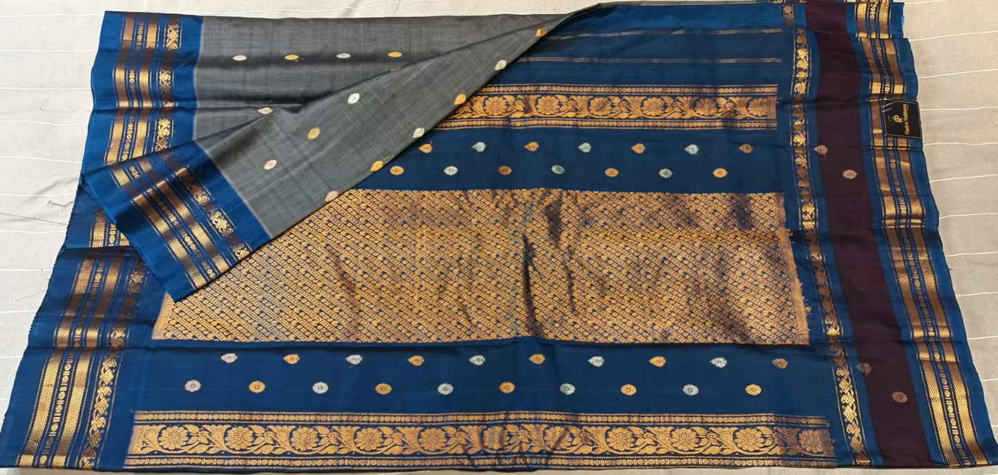Pure Gadwal Butta Silk - Gray