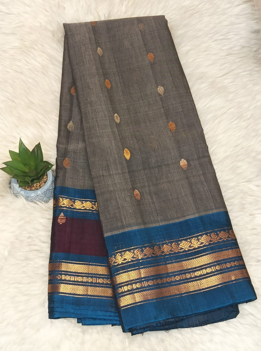 Pure Gadwal Butta Silk - Gray