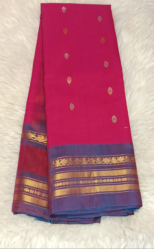 Pure Gadwal Butta Silk Saree- Royal Pink