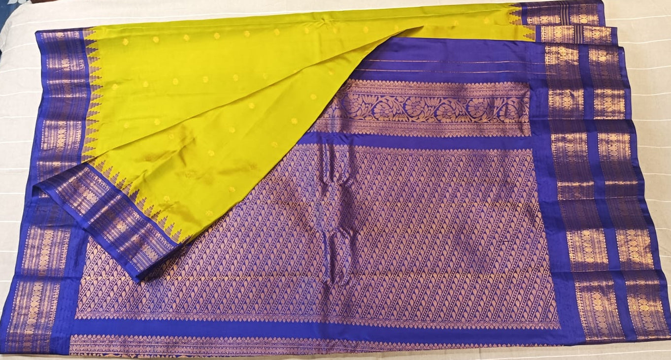 Pure Gadwal Silk -Mustard Yellow