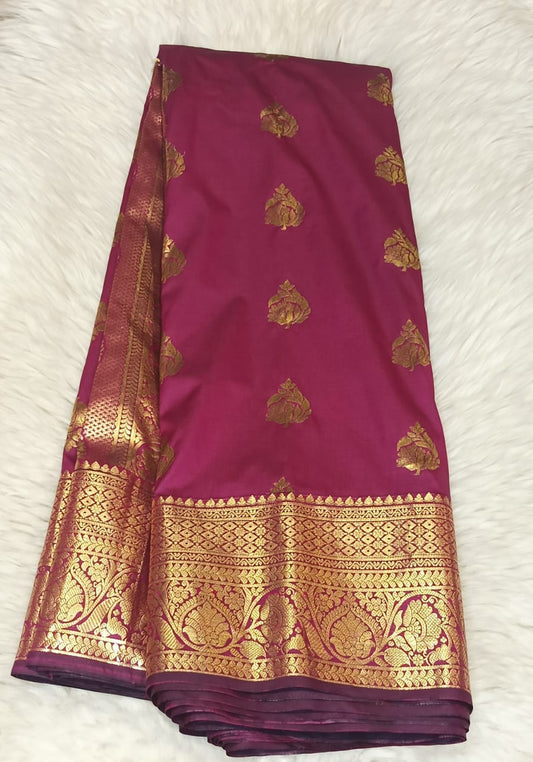 Pure Gadwal silk - Deep Magenta