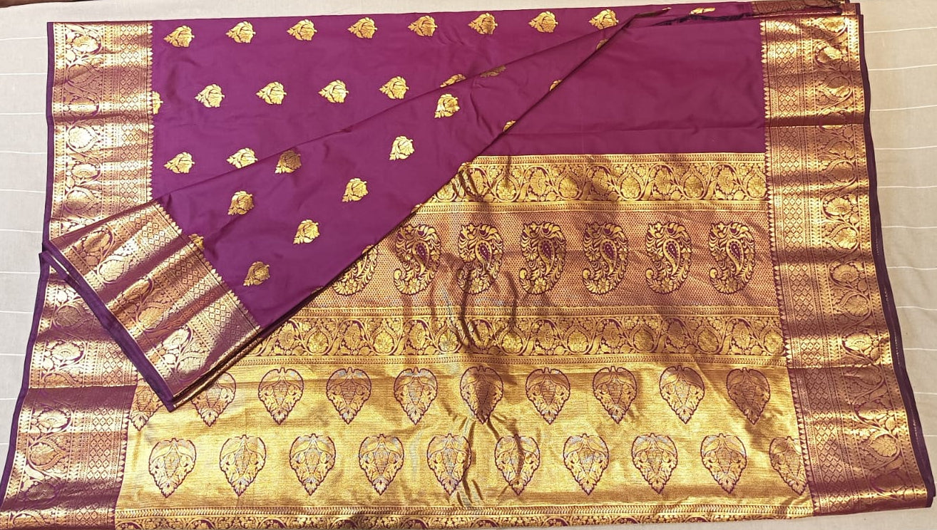 Pure Gadwal silk - Deep Magenta