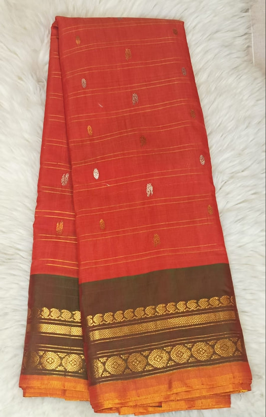 Pure Gadwal Checks Butta- Red