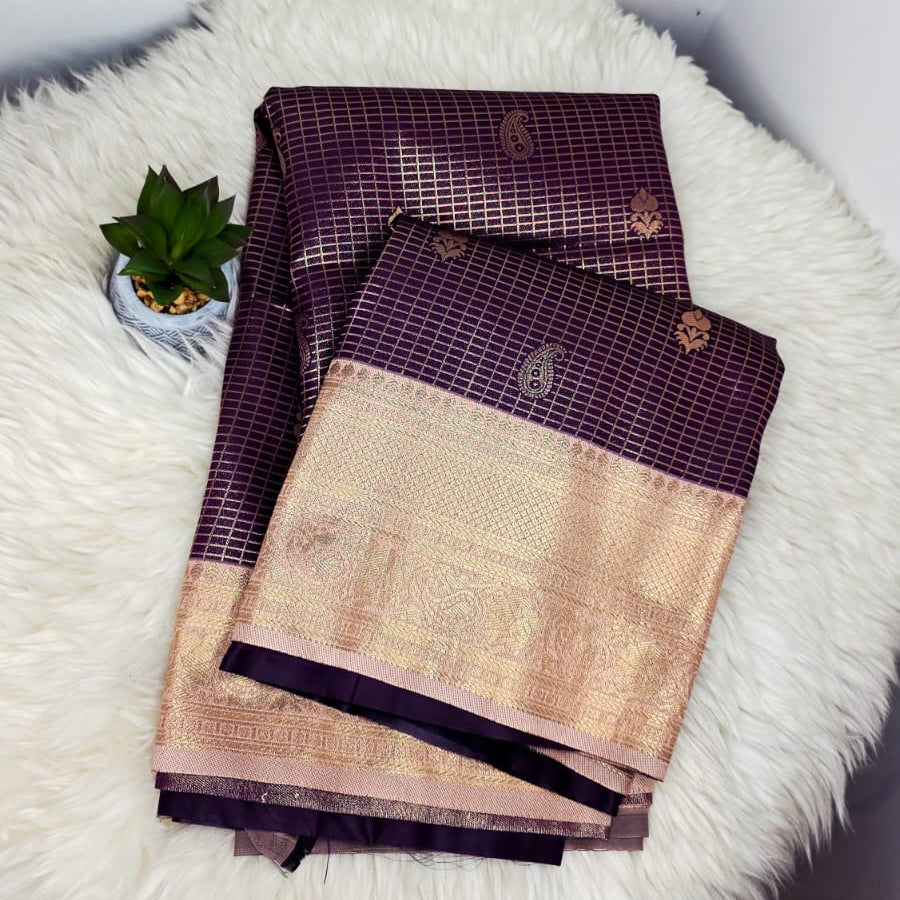 Semi Crepe Premium Quality Vintage Style Saree - DEEP WINE
