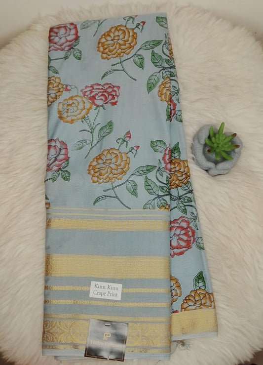 Semi Crepe Silk Saree - Kalamkari Digital print