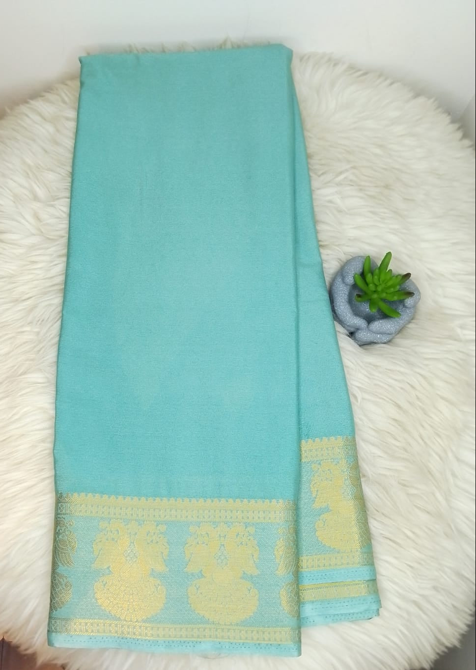 SEMI CREPE SILK SAREE - GANDABERUNDA BOARDER