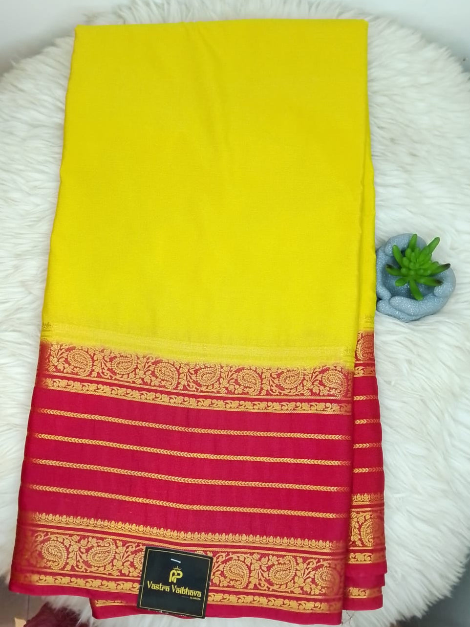 Semi Crepe Silk Saree - STRIP BOARDER