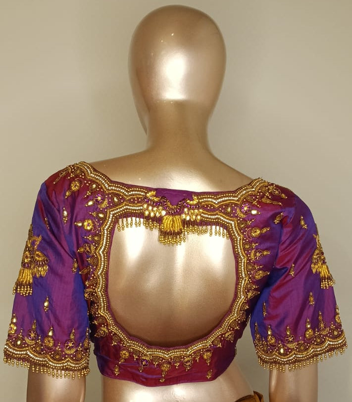 Hand Work Silk Blouse-AUOB