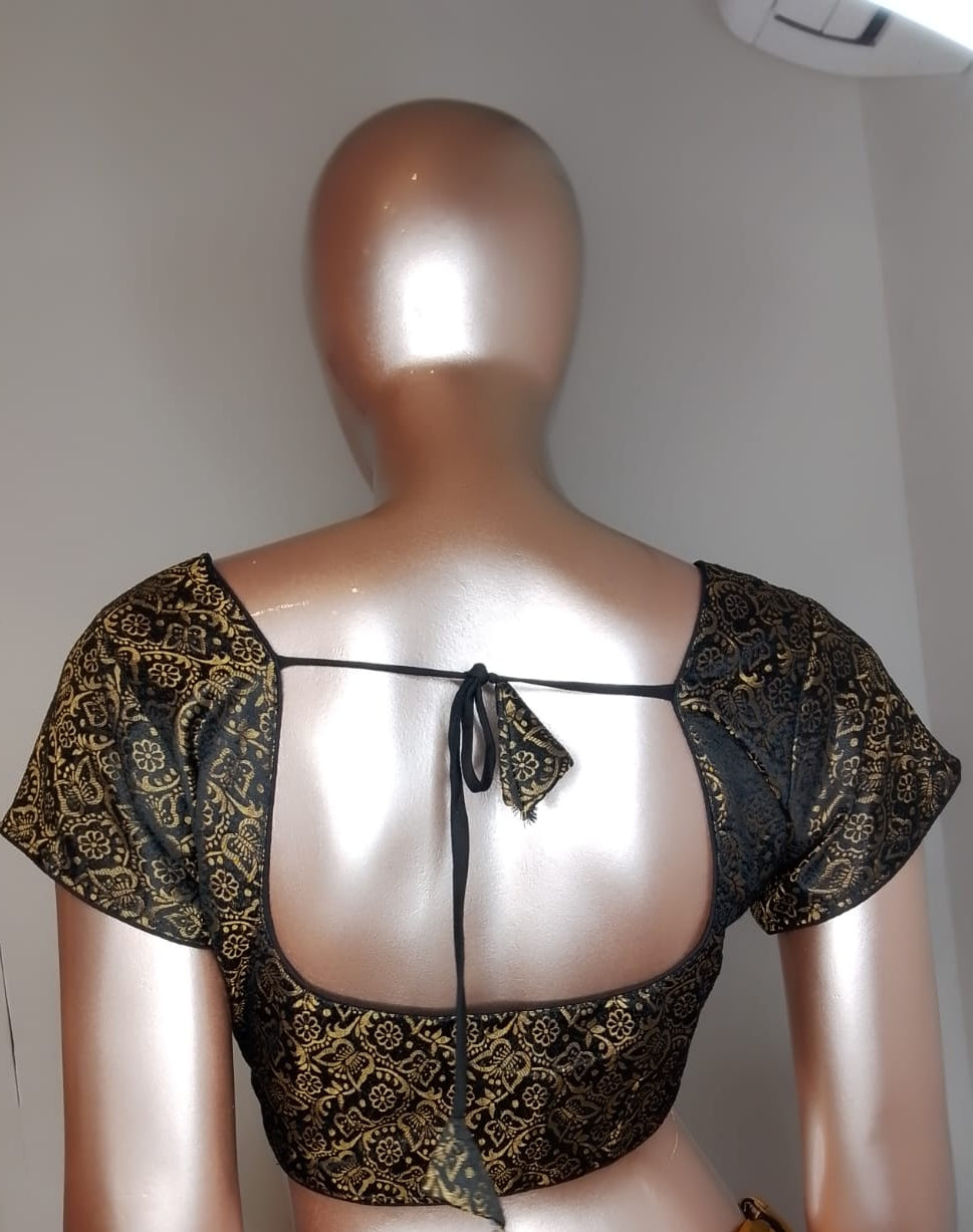 Black & Gold Brocade Blouse