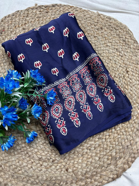 Ajarak Printed Crepe Saree