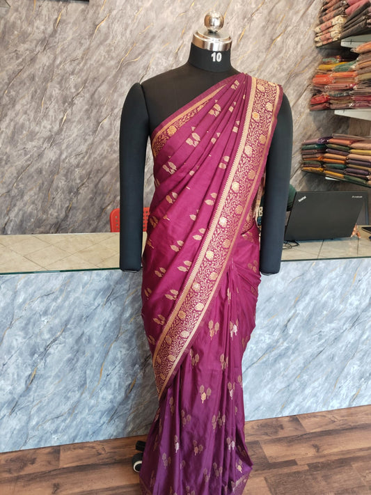 Pure Banarasi Soft Silk (Wine)