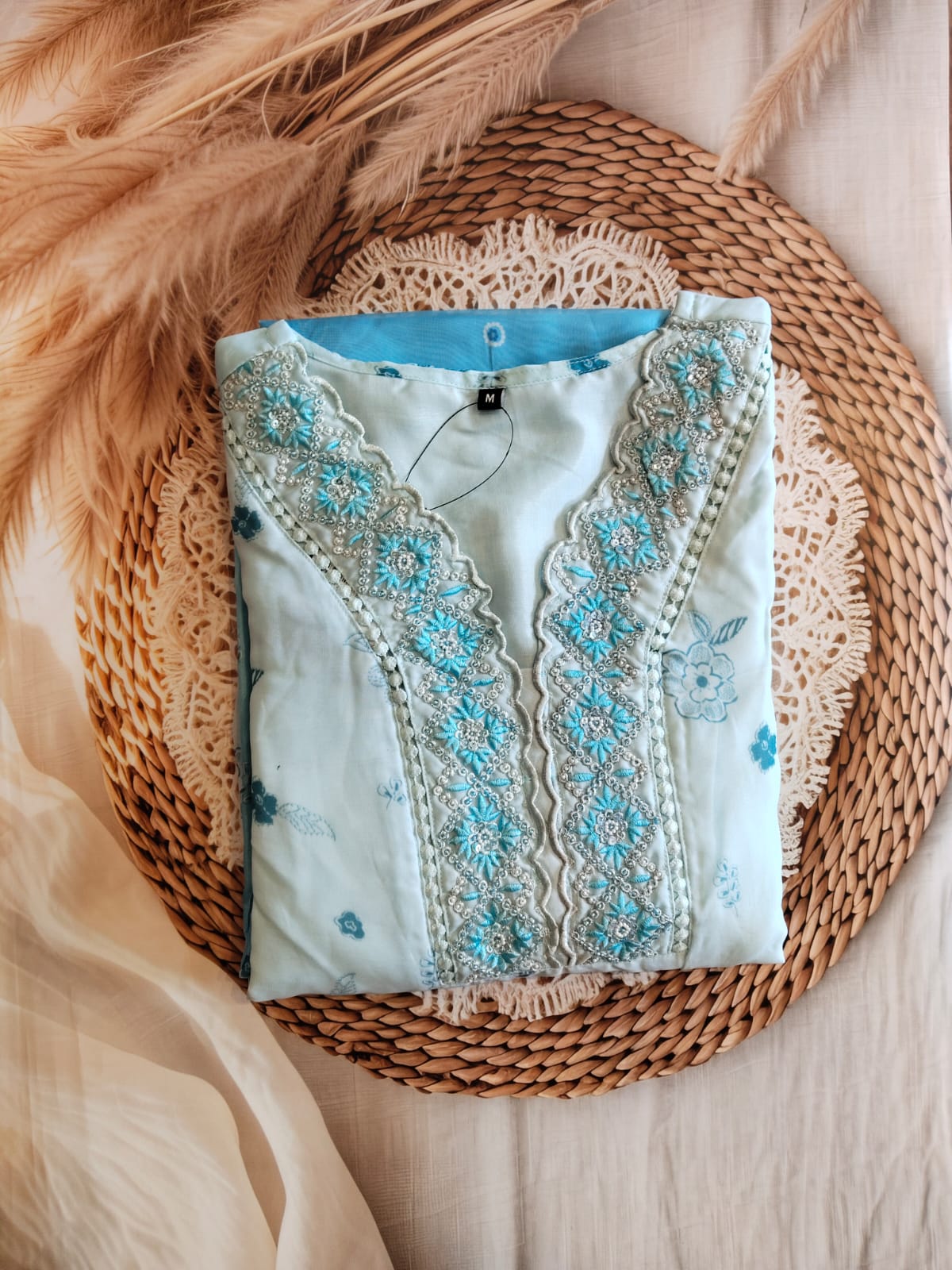 Skyblue beads and Embroidery work