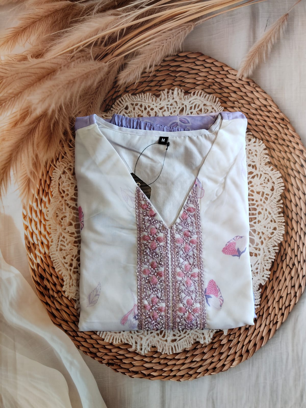 Purple beads and Embroidery work