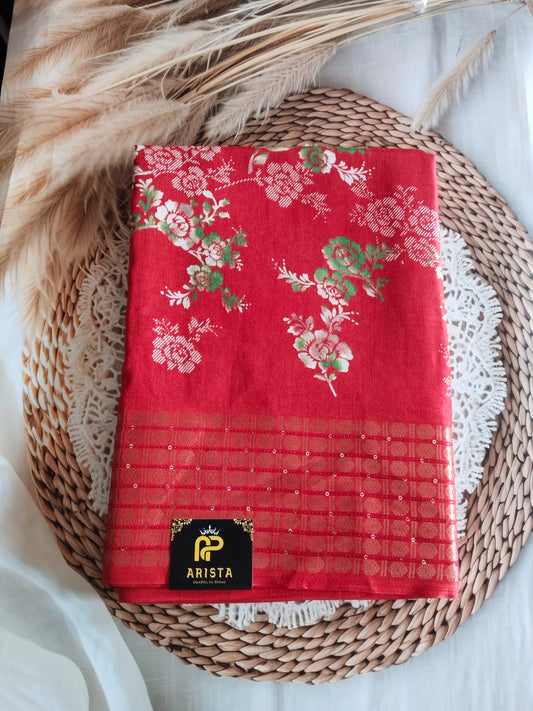 Flower Printed Dola Silk Sarees