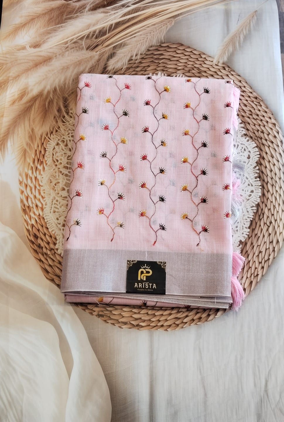 Linen Embroidery Sarees