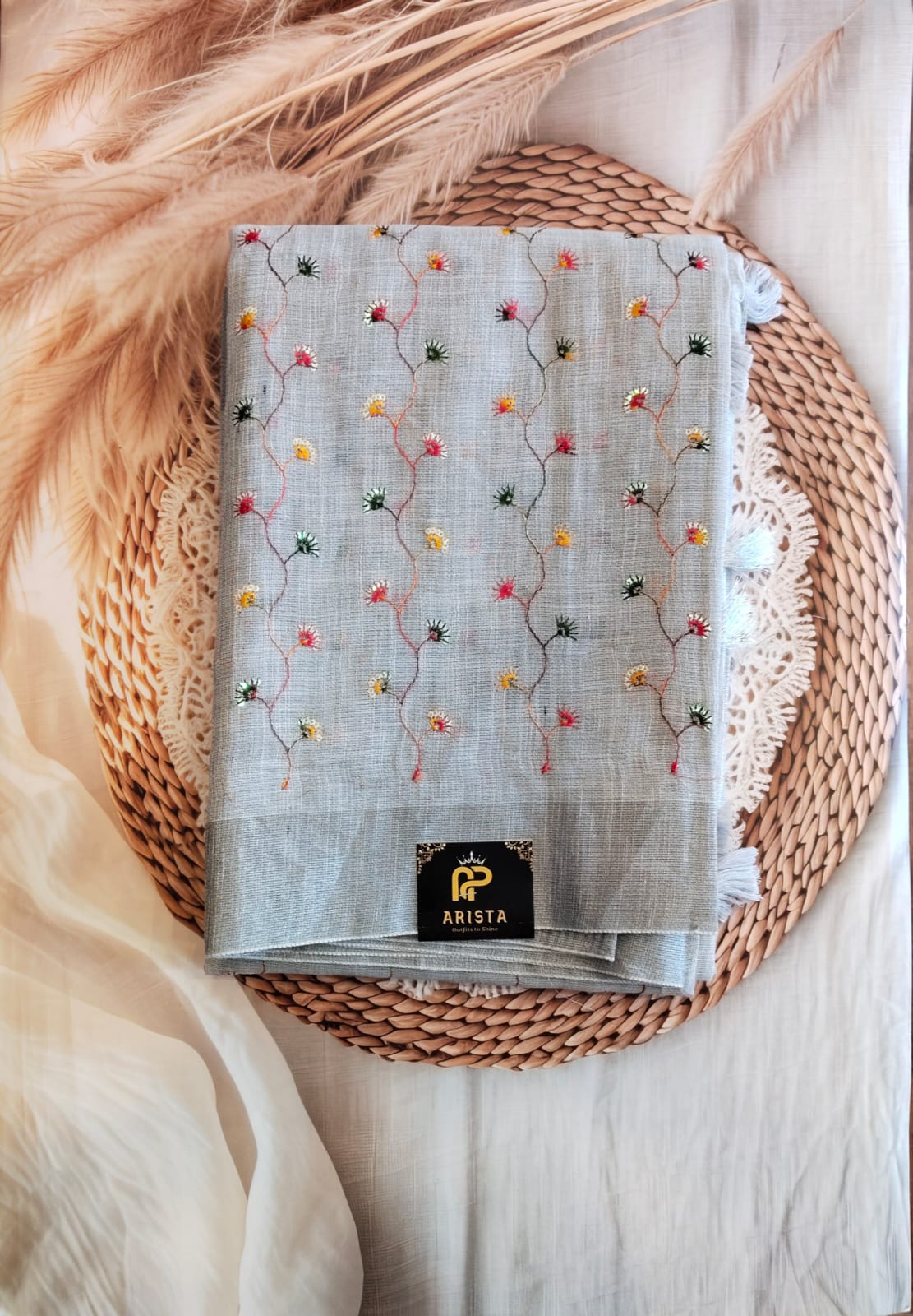 Linen Embroidery Sarees