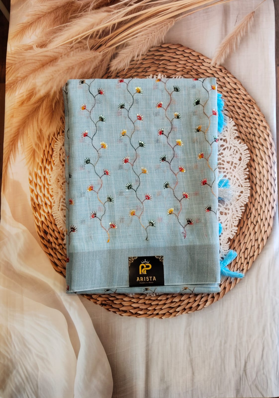 Linen Embroidery Sarees